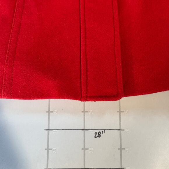 Guess Peacoat Jacket Womens PS Petite S Red Toggle Hooded Wool Y2K Winter Coat - Picture 10 of 10